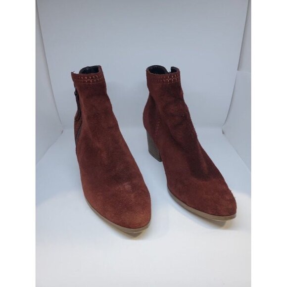 Sole Society Women's 8.5 Corinna Marsala Suede Ankle Booties With Zipper Closure - Picture 6 of 9